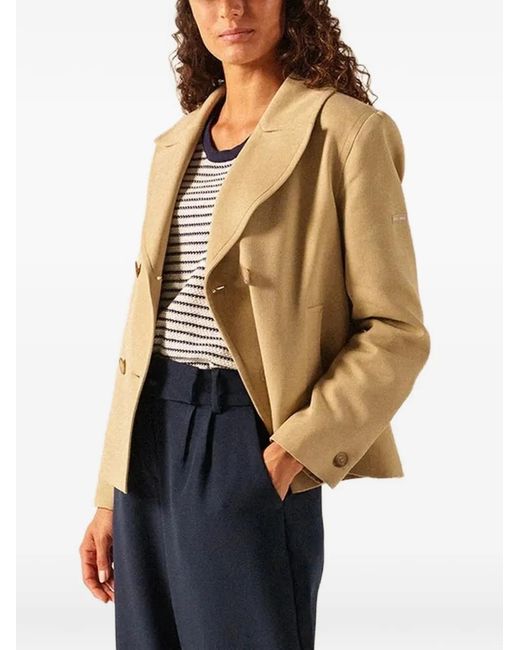 Saint James Natural Double-Breasted Notched-Lapels Blazer