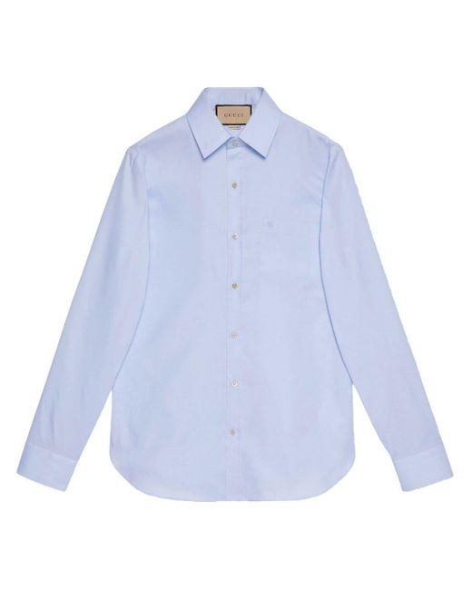 Gucci Blue Double G Embroidered Shirt for men
