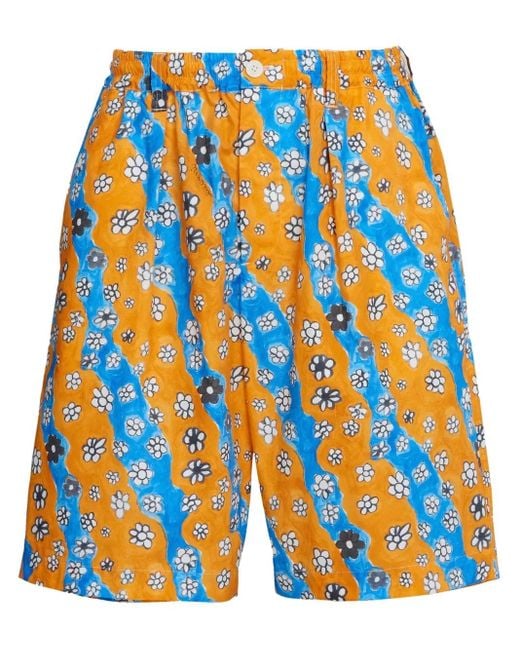 Marni Blue Wave Daisy-Print Shorts for men