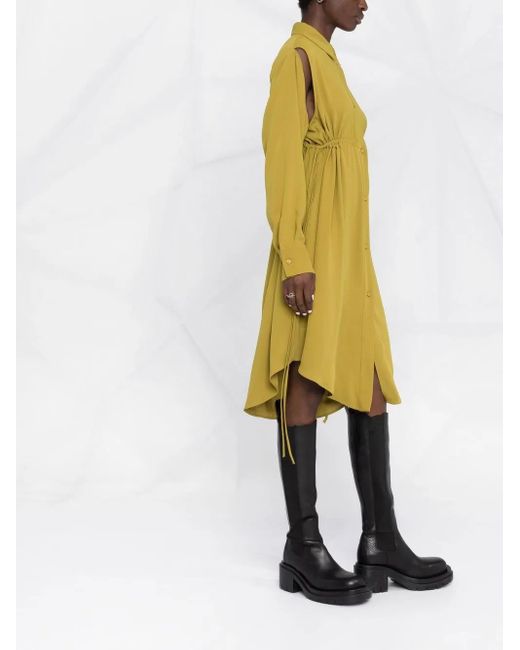 MM6 by Maison Margiela Yellow Slit-Sleeved Shirt Dress