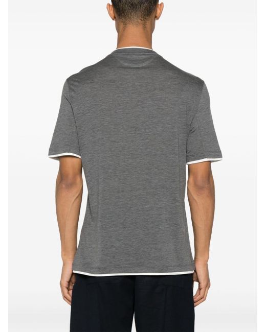 Camiseta con borde a capas Brunello Cucinelli de hombre de color Gray