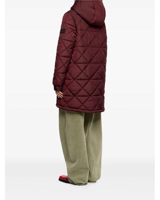 Bimba Y Lola Red Hooded Puffer Coat