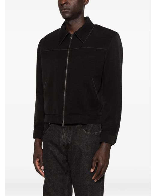 Second/Layer Black Herman Contrast-Stitch Jacket for men