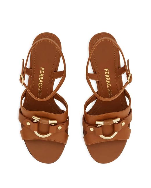 Ferragamo Brown Gancini Ornament Sandals