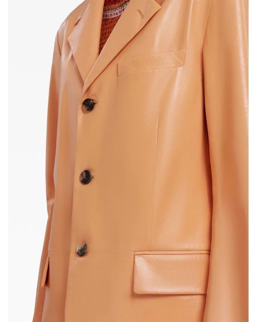 Marni Natural Long-Sleeve Leather Blazer