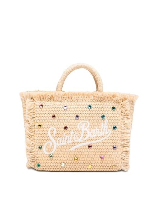 Mc2 Saint Barth Natural Fringed Embellished Tote