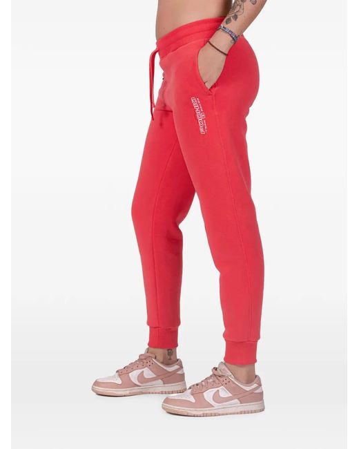 PODHIO Red Logo-Print Drawstring Track Pants