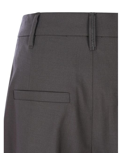 Brunello Cucinelli Gray Pantalon À Détail Plissé