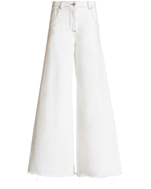 Jeans palazzo paisley di Etro in White