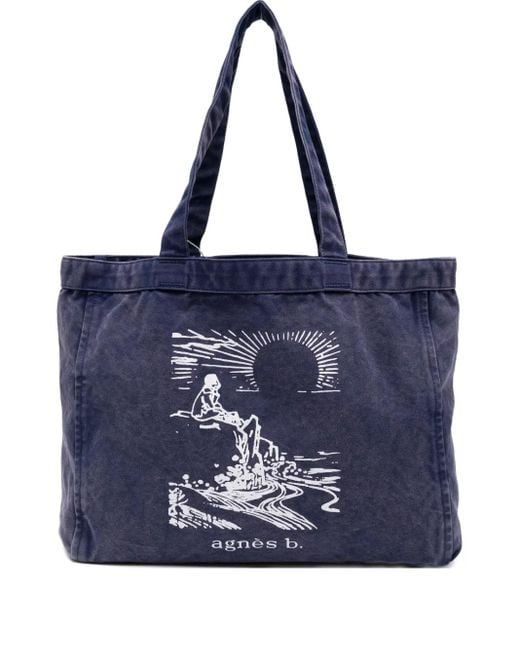 Agnes B. Blue Large Sunset Tote Bag for men