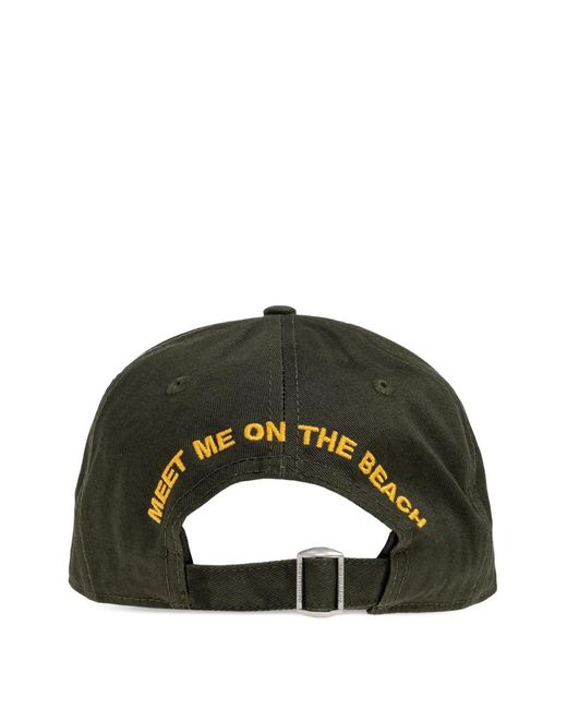 DSquared² Green Embroidered-Patch Hat for men