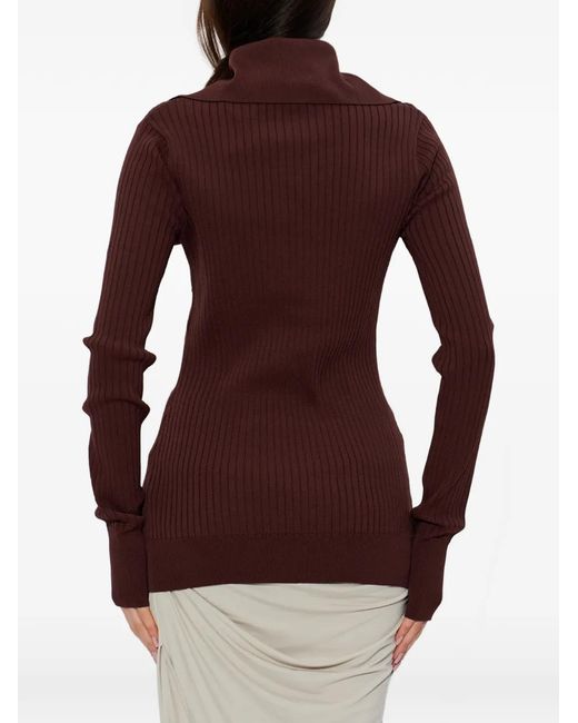Entire studios Brown Ribbed-Buttoned Polo