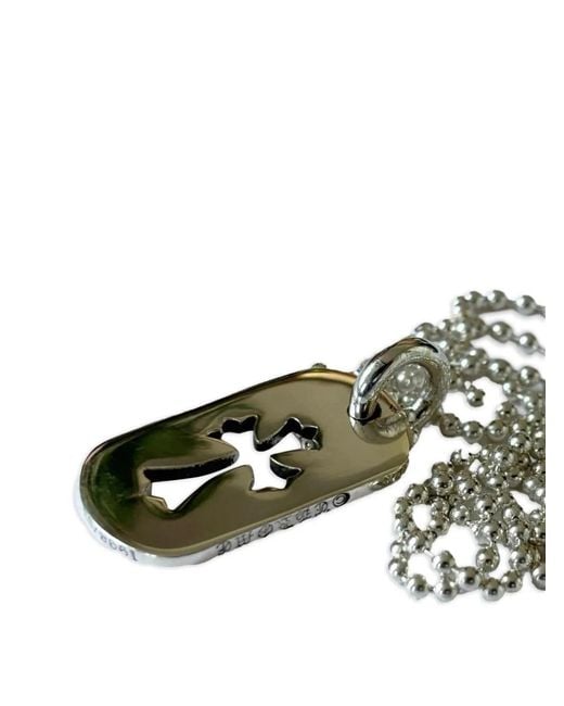 Chrome Hearts Green Small Cross Dog Tag Ball-Chain Necklace for men