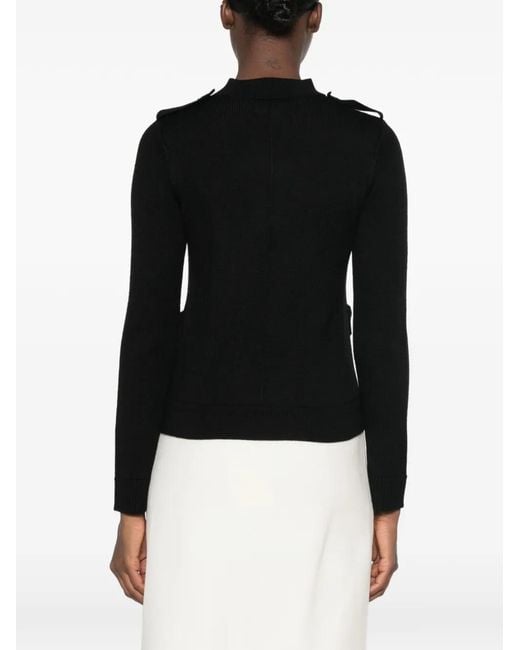 Psophia Black Double-Breasted Button-Up Cardigan