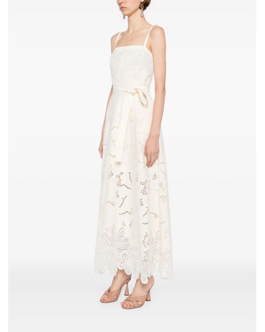 Elie Saab White Embroidered Long Dress