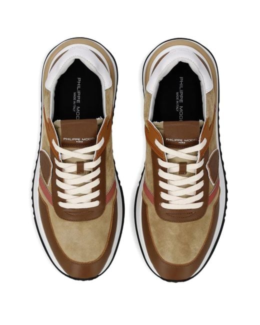 Philippe Model Brown Panelled Sneakers for men