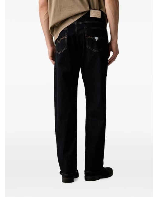 Guess Black Logo-Patch Pocket Jeans for men