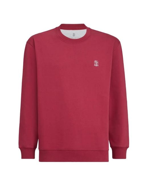 Brunello Cucinelli Red Logo-Print Sweatshirt for men