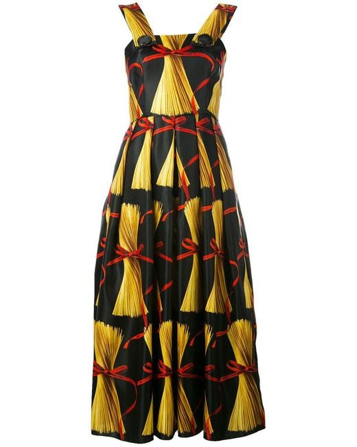 Dolce & Gabbana Black Pasta Print Dress