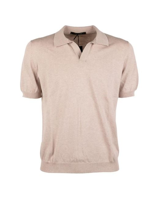 Tagliatore Pink Short-Sleeve Knitted Polo Shirt for men
