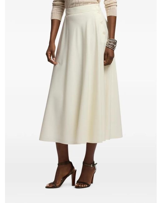 Ralph Lauren White Kenzie A-Line Midi Skirt