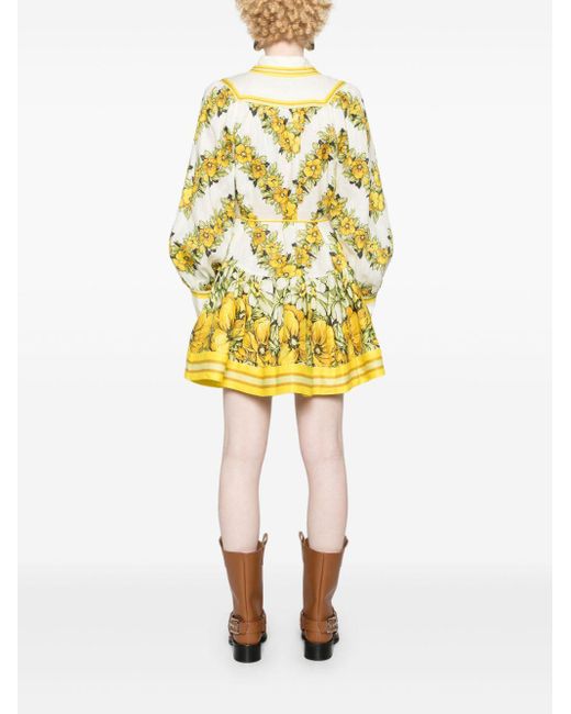 ALÉMAIS Yellow Gisela Floral-Print Minidress