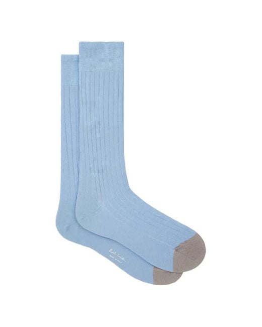 Paul Smith Blue Chaussettes En Maille À Design Côtelé for men
