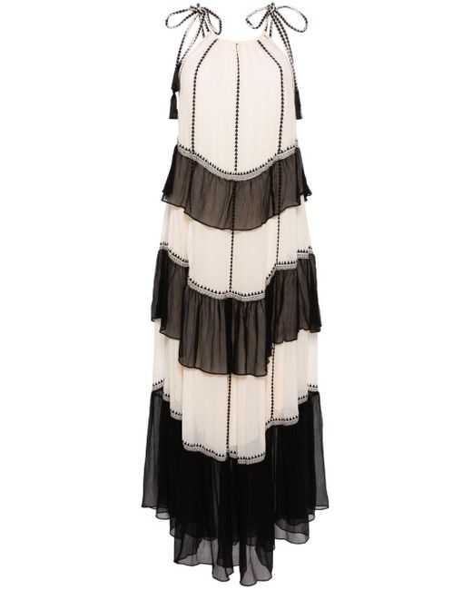 Ulla Johnson Black Delilah Ruffled Silk Midi Dress
