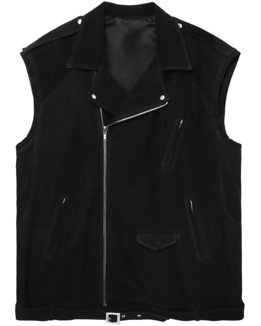 Rick Owens Black Classic Sleeveless Leather Biker Vest
