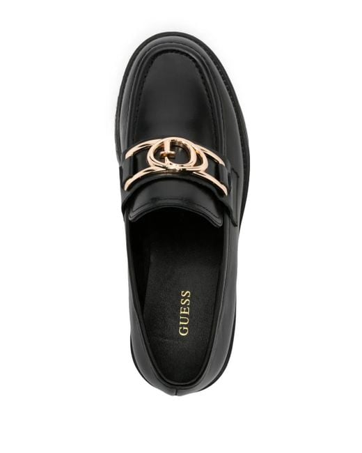 Guess Black Ilary Logo-Plaque Loafers