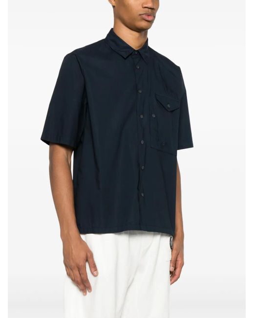 C P Company Blue Logo-Embroidered Shirt for men