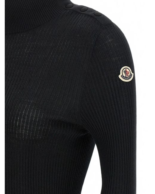 Moncler Black Ribbed-Knit Roll-Neck Sweater