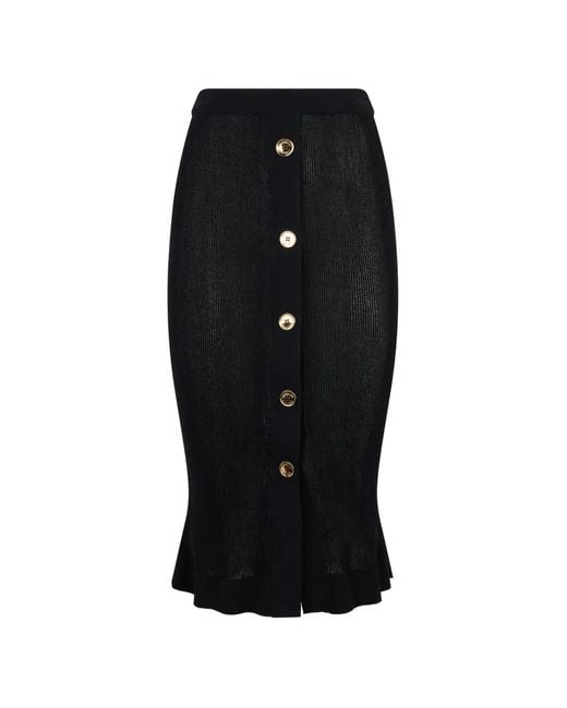 Moschino Black Jupe Longue Boutonnée En Maille Côtelée