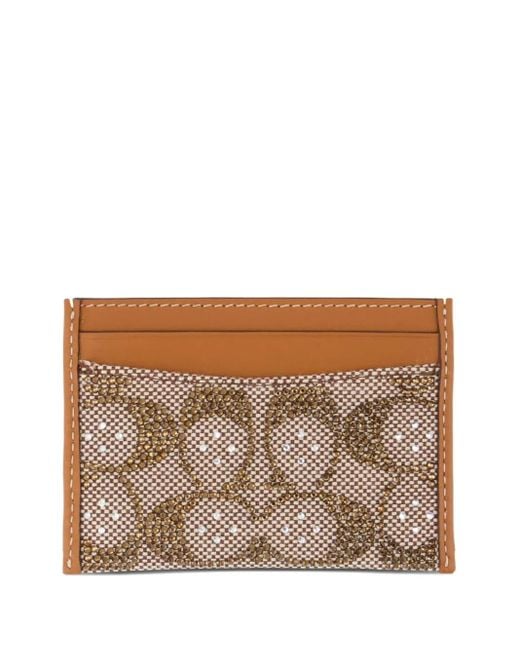 COACH Brown Crystal Signature Essential Card Holder