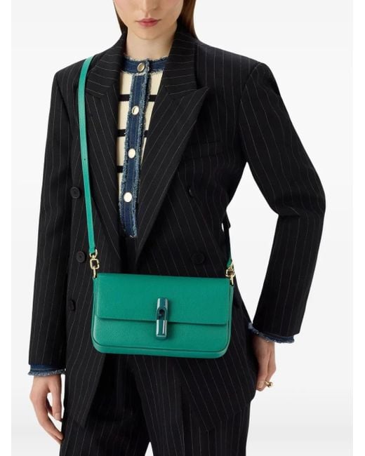 Furla Green Iride Clasp-Fastening Leather Shoulder Bag