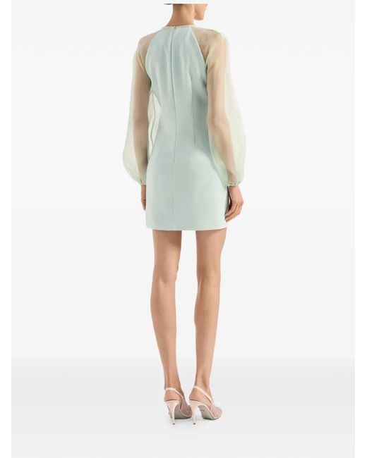 Genny Blue Balloon Sleeve Embellished Mni Dress