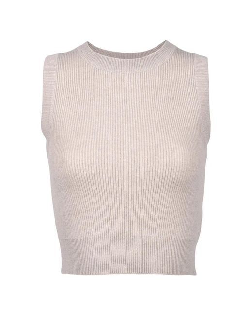 Brunello Cucinelli Natural Ribbed-Knit Top