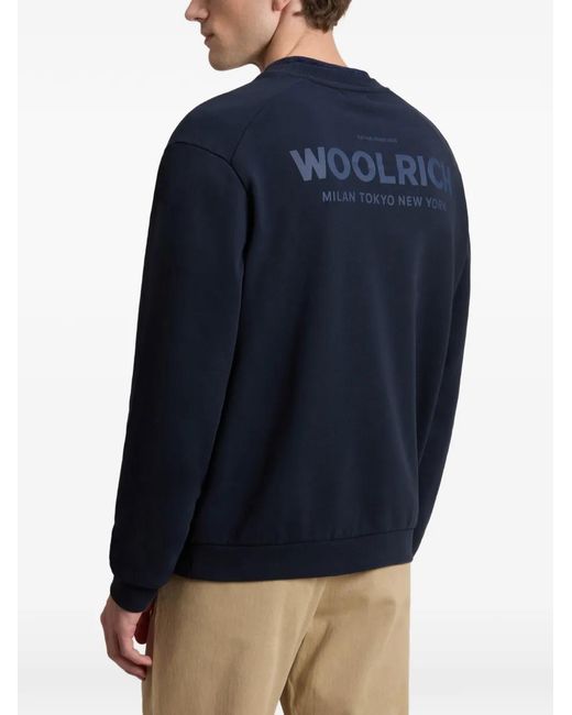Woolrich Blue Sweat À Logo Et Col Rond Macéro for men