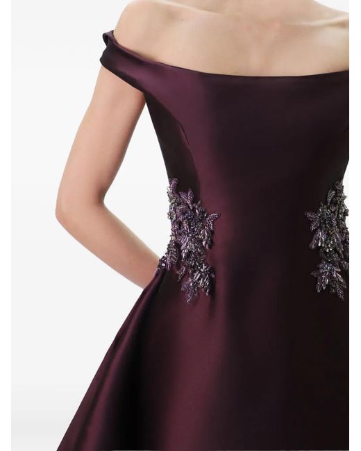 Gemy Maalouf Purple Robe Longue À Épaules Dénudées