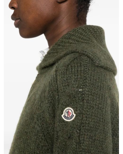 Moncler Green Cable-Knit Zip-Up Cardigan