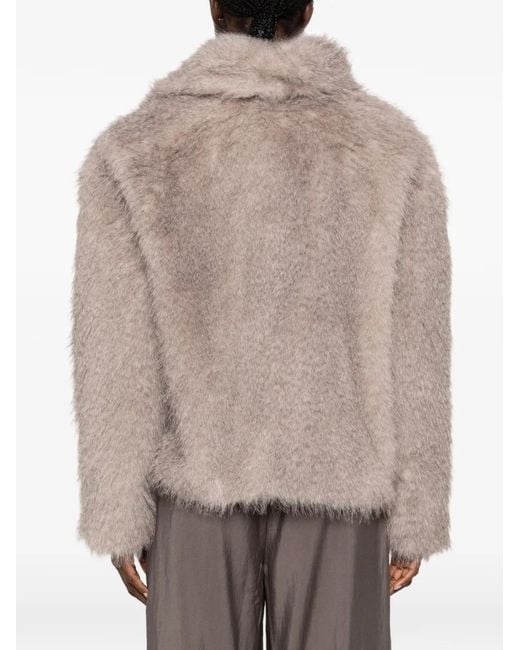ELEH Natural Fuzzy-Texture Oversized-Collar Jacket