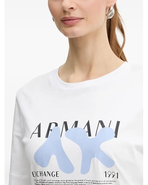 ARMANI EXCHANGE White Printed T-Shirt