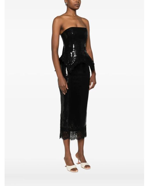 Nissa Black Sequin Peplum Top