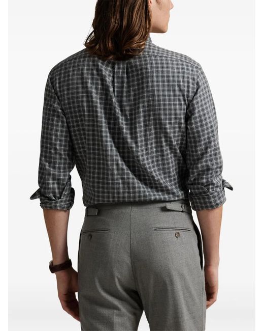 Polo Ralph Lauren Blue Checked Long-Sleeved Shirt for men