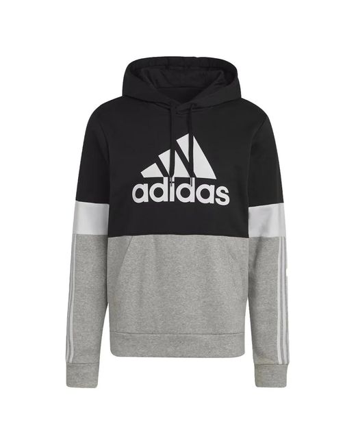 Adidas Gray Essentials Colour-Block Hoodie for men