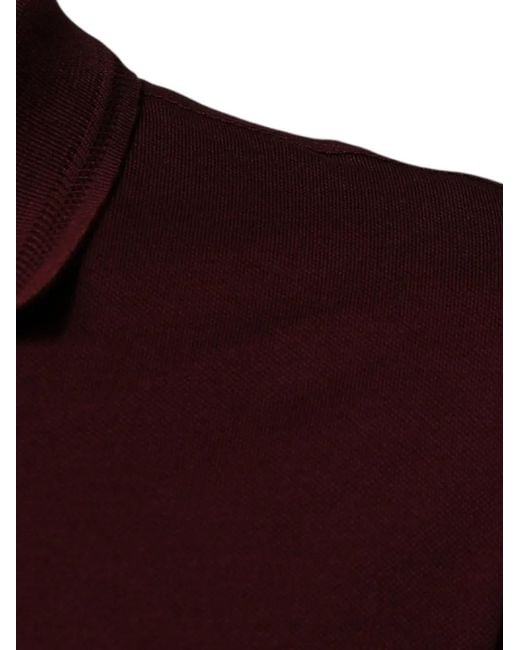 Dolce & Gabbana Red Leather-Patch Cotton-Piqué Polo Shirt for men