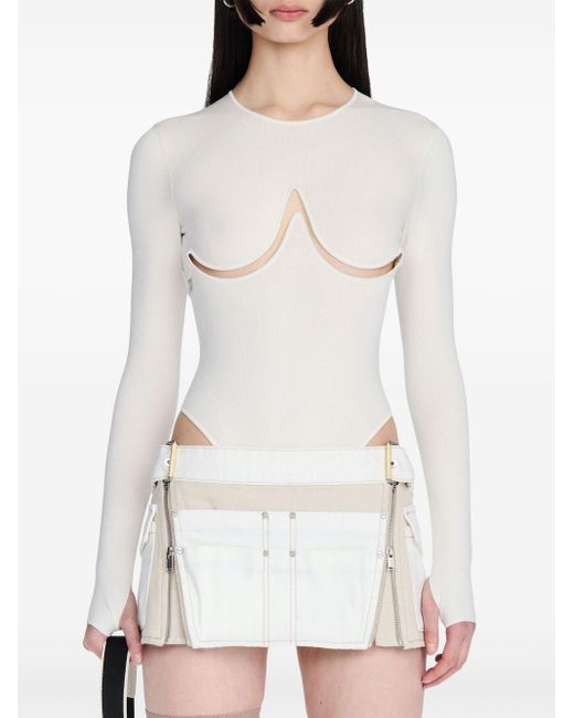 Dion Lee White Langärmeliger Body mit Cut-Outs