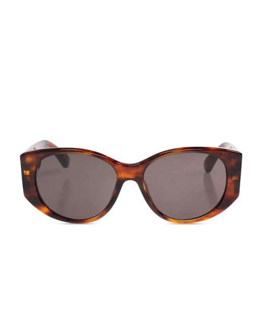 Balenciaga Brown Logo Oval-Frame Sunglasses