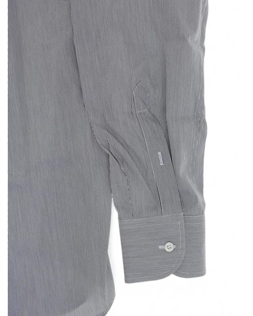 Corneliani Gray Striped Long-Sleeve Shirt for men
