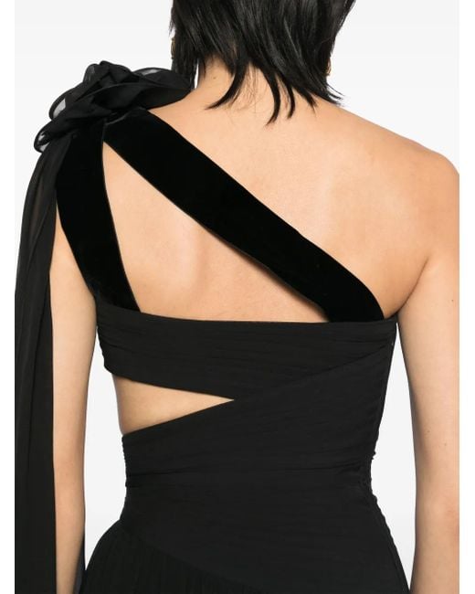 Elie Saab アシンメトリー シルクドレス Black